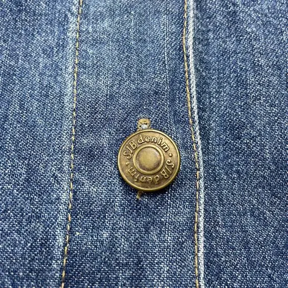 🔥Vintage 90s Y2K St. John’s Bay Denim Mini Jumper Dress Button Down Pockets 8P - Picture 9 of 16